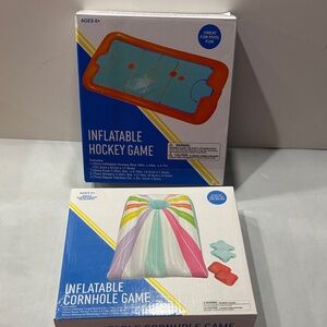 Inflatable table Hockey and Cornhole Game Set floating pool outdoor fun